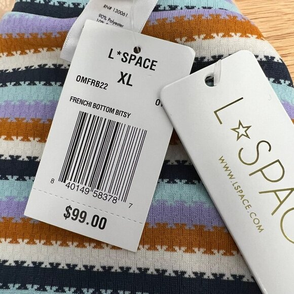 L*Space Women’s Frenchie Bikini Bottoms Multicolor Stripes Size XL New - Picture 8 of 9